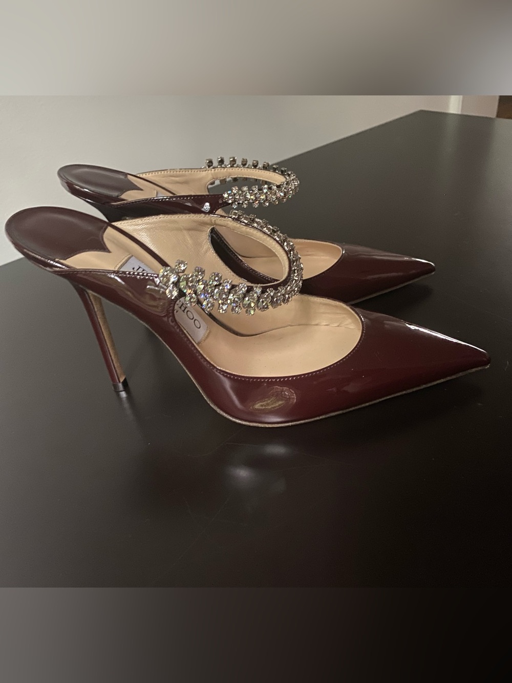 Jimmy Choo Burgundy Patent Bing Mules